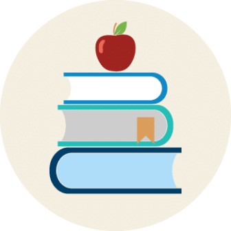 books with apple on top