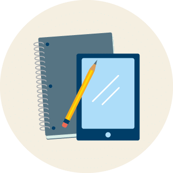 notebook, pencil, laptop