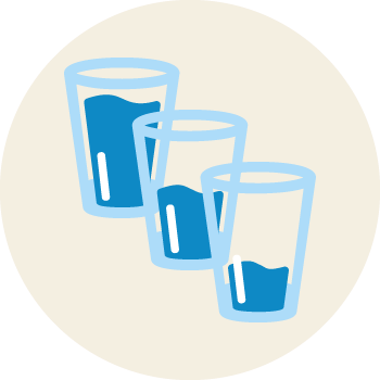 Three glasses of water